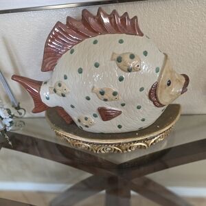 Decorative Fish Figurine with Gold Accents